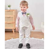 Toddler Baby Boy Clothes Suit Gentleman Wedding Outfits, Formal Dress Shirt+Bowtie+Vest+Boutonniere+Suspender Pants