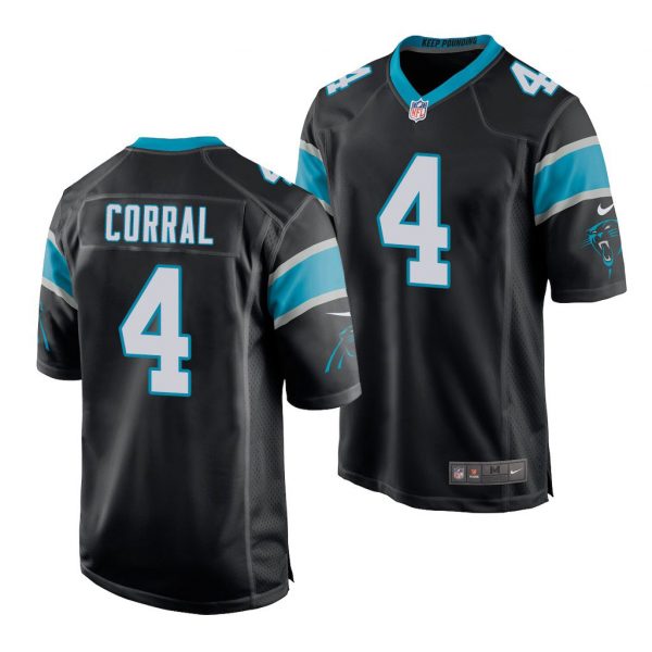 Custom Men’s Carolina Panthers Matthew Corral 2022 NFL Draft Stitched Jersey Black