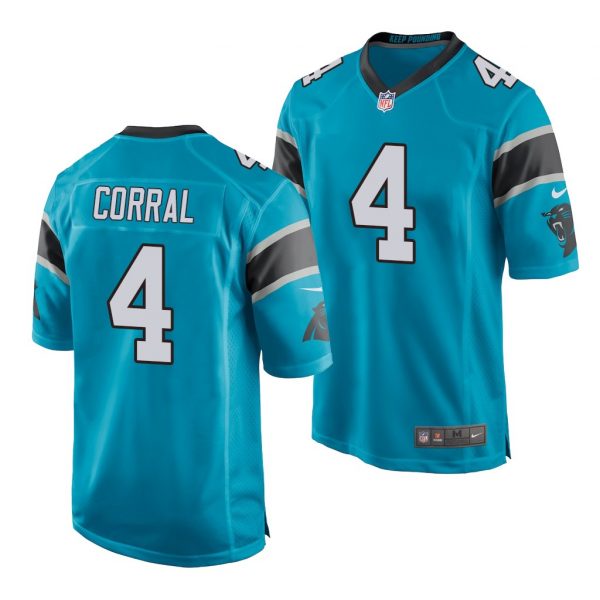 Custom Men’s Carolina Panthers Matthew Corral 2022 NFL Draft Stitched Jersey Blue