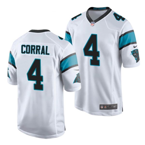 Custom Men’s Carolina Panthers Matthew Corral 2022 NFL Draft Stitched Jersey White