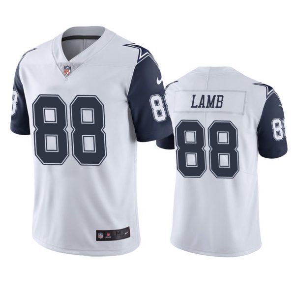 Custom Men’s #88 Ceedee Lamb Dallas Cowboys White Color Rush Limited Jersey Stitched