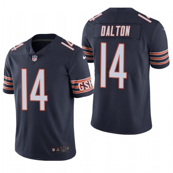 Custom Men’s #14 Andy Dalton Chicago Bears Vapor Limited Jersey Stitched Navy