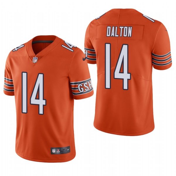 Custom Men’s #14 Andy Dalton Chicago Bears Vapor Limited Jersey Stitched Orange