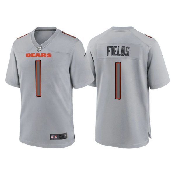 Custom Men’s Chicago Bears Justin Fields Gray Atmosphere Fashion Stitched Jersey