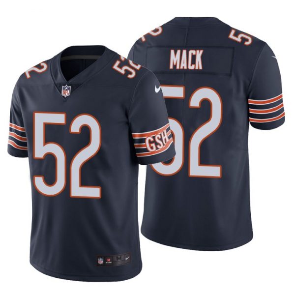 Custom Men’s #52 Khalil Mack Chicago Bears Vapor Limited Jersey Stitched Navy