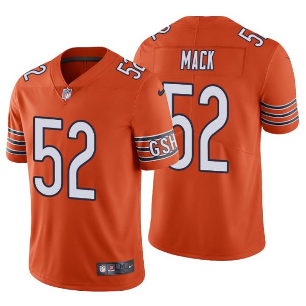 Custom Men’s #52 Khalil Mack Chicago Bears Vapor Limited Jersey Stitched Orange