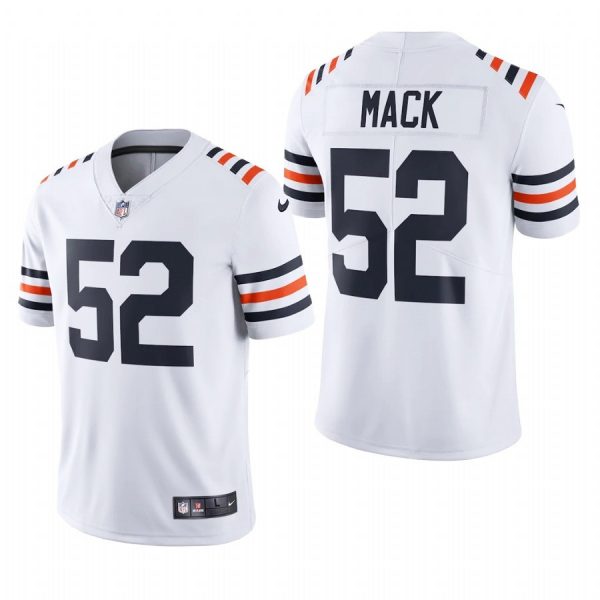 Custom Men’s #52 Khalil Mack Chicago Bears Classic White Vapor Limited Jersey Stitched