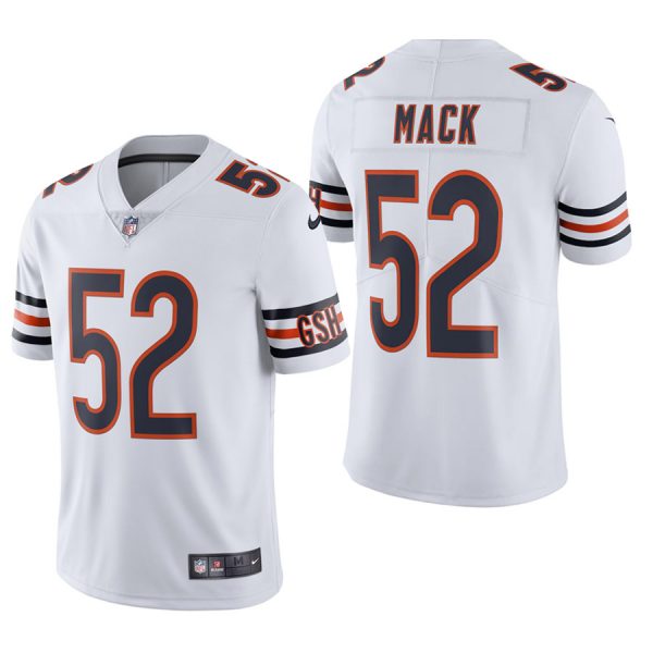 Custom Men’s #52 Khalil Mack Chicago Bears Vapor Limited Jersey Stitched White
