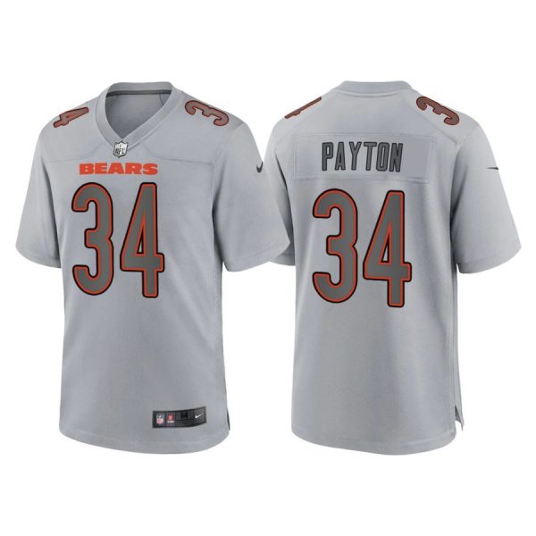Custom Men’s Chicago Bears Walter Payton Gray Atmosphere Fashion Stitched Jersey