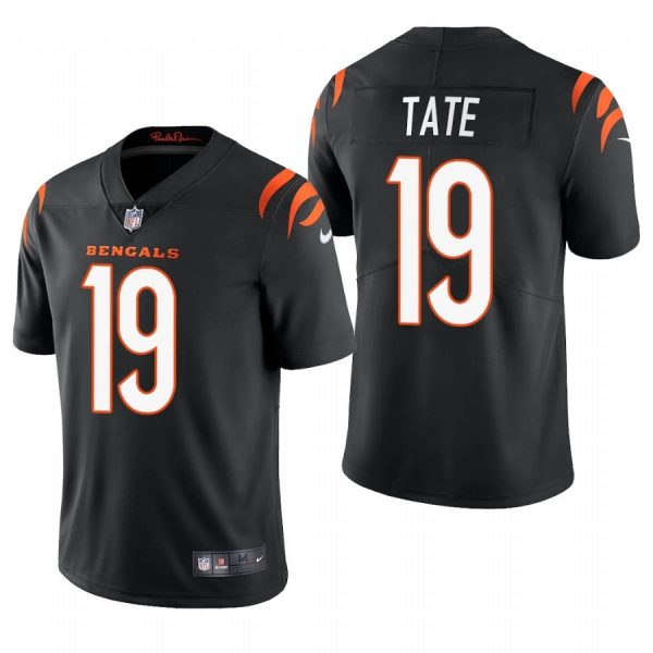 Custom Men’s #19 Auden Tate Cincinnati Bengals Vapor Limited Jersey Stitched 2021 Black