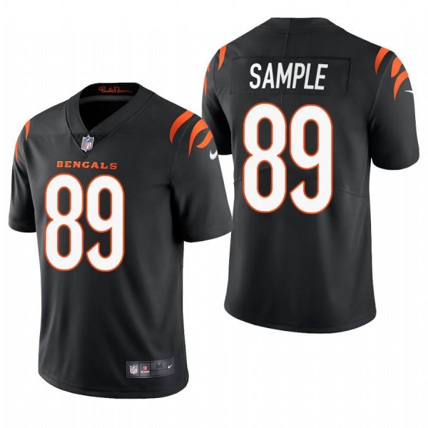 Custom Men’s #89 Drew Sample Cincinnati Bengals Vapor Limited Jersey Stitched 2021 Black