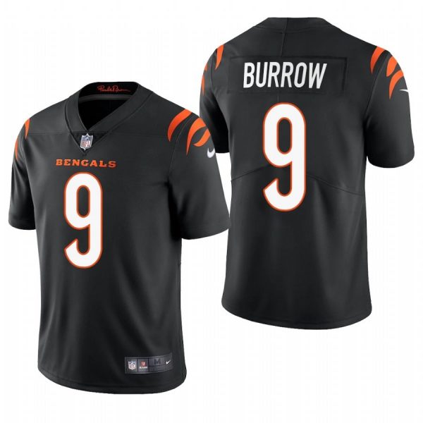 Custom Men’s #9 Joe Burrow Cincinnati Bengals Vapor Limited Jersey Stitched 2021 Black