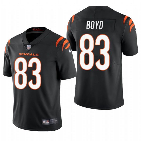 Custom Men’s #83 Tyler Boyd Cincinnati Bengals Vapor Limited Jersey Stitched 2021 Black