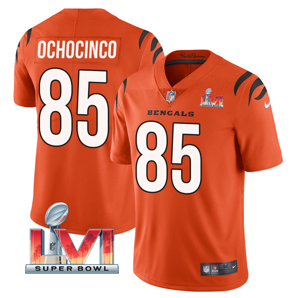 Custom Men’s Chad Johnson Cincinnati Bengals 2022 Super Bowl LVI Vapor Limited Stitched Jersey Orange