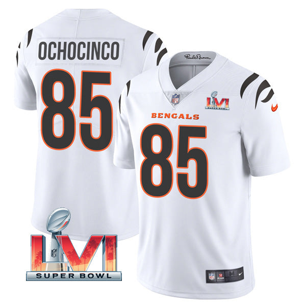 Custom Men’s Chad Johnson Cincinnati Bengals 2022 Super Bowl LVI Vapor Limited Stitched Jersey White