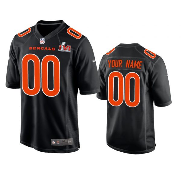 Custom Men’s Custom Cincinnati Bengals 2022 Super Bowl LVI Black Bound Game Stitched Jersey