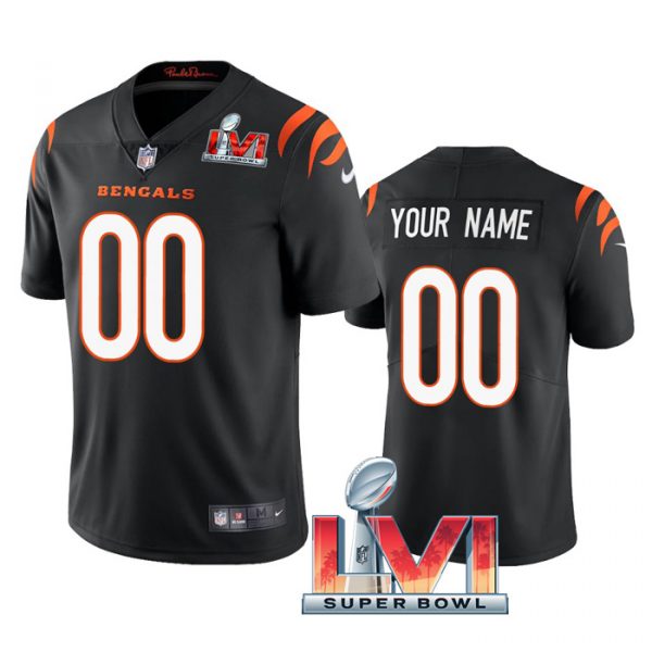 Custom Men’s Custom Cincinnati Bengals 2022 Super Bowl LVI Vapor Limited Stitched Jersey Black
