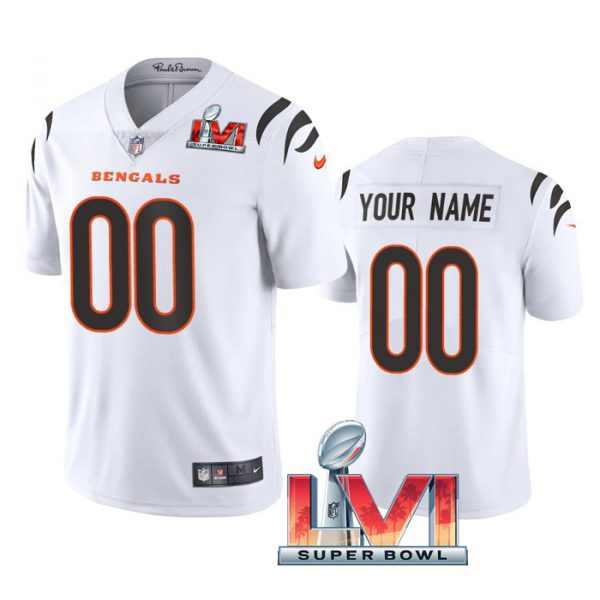 Custom Men’s Custom Cincinnati Bengals 2022 Super Bowl LVI Vapor Limited Stitched Jersey White