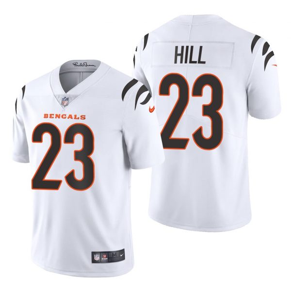 Custom Men’s Cincinnati Bengals Daxton Hill 2022 NFL Draft Stitched Jersey White