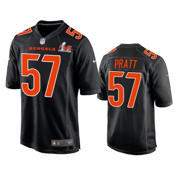 Custom Men’s Germaine Pratt Cincinnati Bengals 2022 Super Bowl LVI Black Bound Game Stitched Jersey