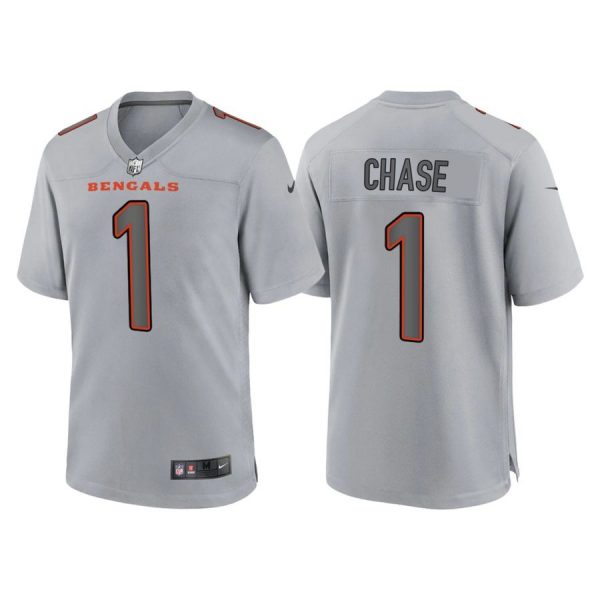 Custom Men’s Cincinnati Bengals Ja’Marr Chase Gray Atmosphere Fashion Stitched Jersey