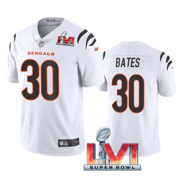 Custom Men’s Jessie Bates Cincinnati Bengals 2022 Super Bowl LVI Vapor Limited Stitched Jersey White