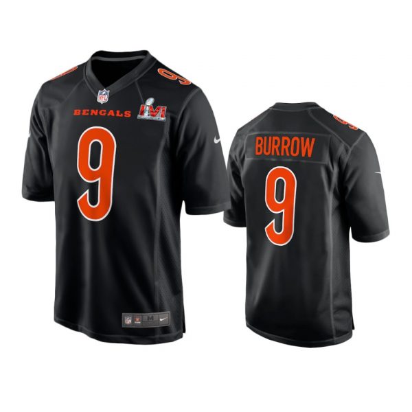Custom Men’s Joe Burrow Cincinnati Bengals 2022 Super Bowl LVI Black Bound Game Stitched Jersey