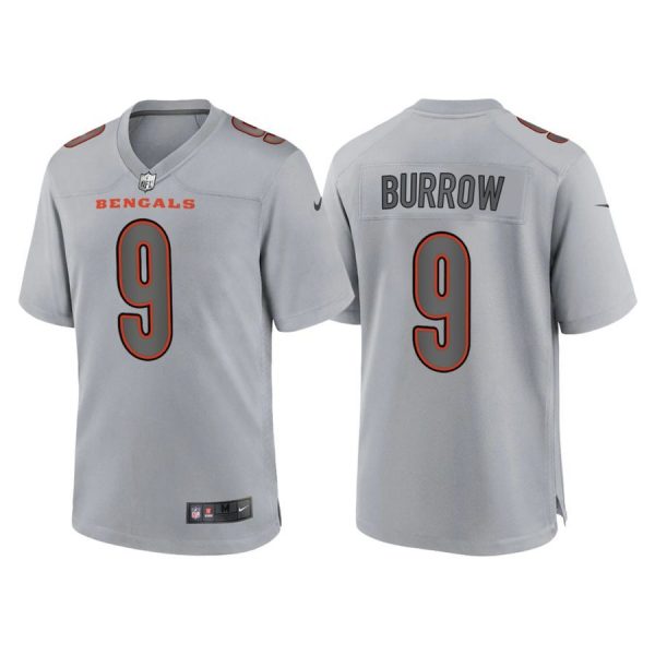 Custom Men’s Cincinnati Bengals Joe Burrow Gray Atmosphere Fashion Stitched Jersey