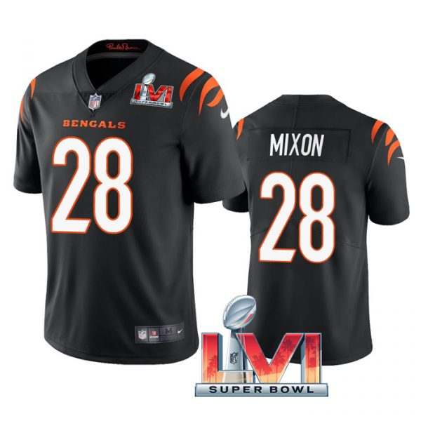 Custom Men’s Joe Mixon Cincinnati Bengals 2022 Super Bowl LVI Vapor Limited Stitched Jersey Black