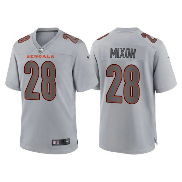 Custom Men’s Cincinnati Bengals Joe Mixon Gray Atmosphere Fashion Stitched Jersey