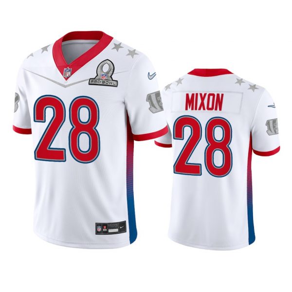 Custom Men’s Joe Mixon Cincinnati Bengals 2022 AFC Pro Bowl Stitched Jersey White