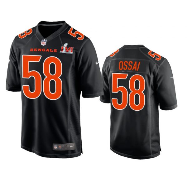 Custom Men’s Joseph Ossai Cincinnati Bengals 2022 Super Bowl LVI Black Bound Game Stitched Jersey