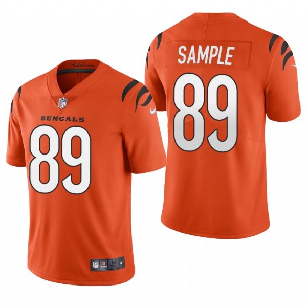 Custom Men’s #89 Drew Sample Cincinnati Bengals Vapor Limited Jersey Stitched 2021 Orange