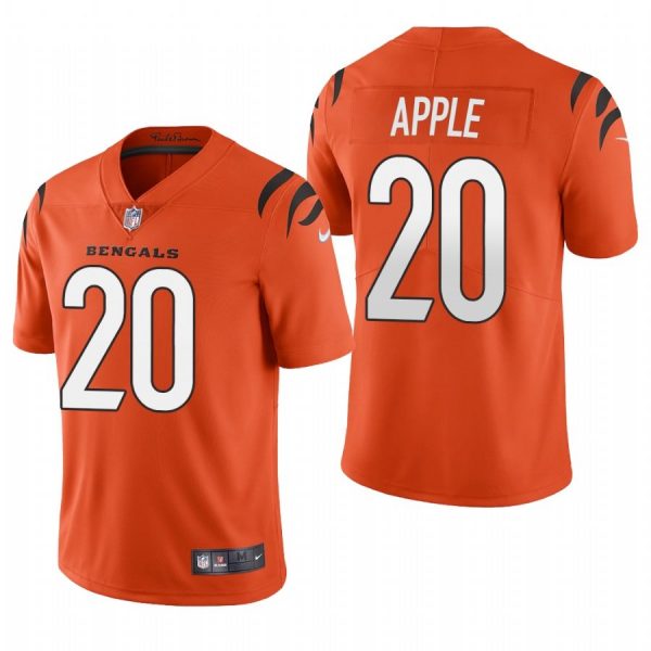 Custom Men’s #20 Eli Apple Cincinnati Bengals Vapor Limited Jersey Stitched 2021 Orange