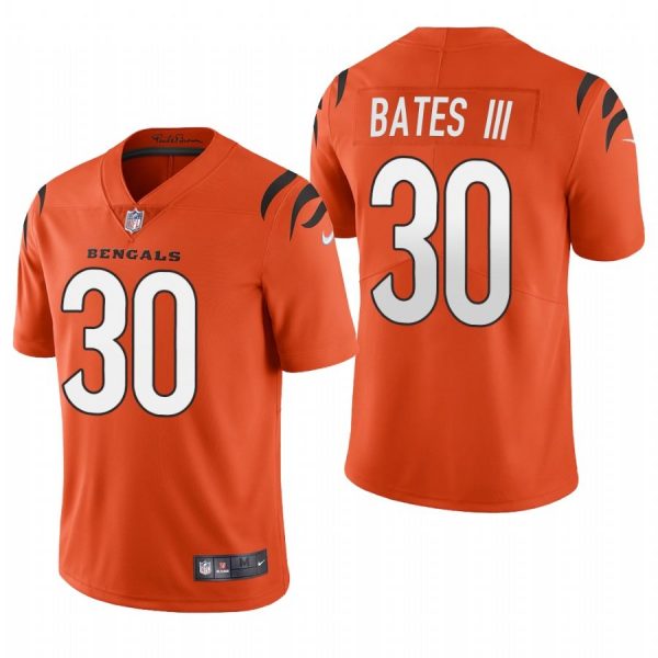 Custom Men’s #30 Jessie Bates III Cincinnati Bengals Vapor Limited Jersey Stitched 2021 Orange