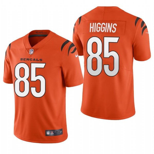 Custom Men’s #85 Tee Higgins Cincinnati Bengals Vapor Limited Jersey Stitched 2021 Orange