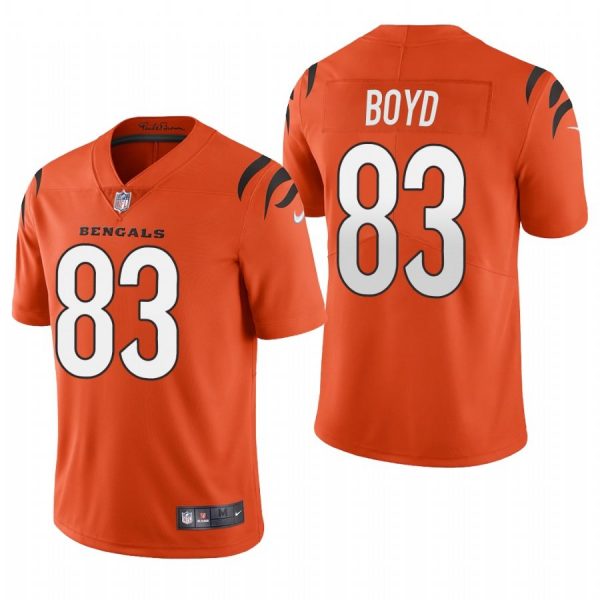 Custom Men’s #83 Tyler Boyd Cincinnati Bengals Vapor Limited Jersey Stitched 2021 Orange