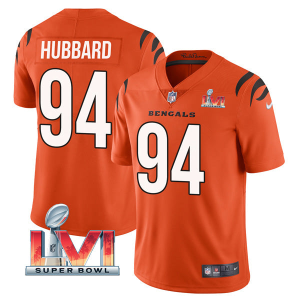 Custom Men’s Sam Hubbard Cincinnati Bengals 2022 Super Bowl LVI Vapor Limited Stitched Jersey Orange