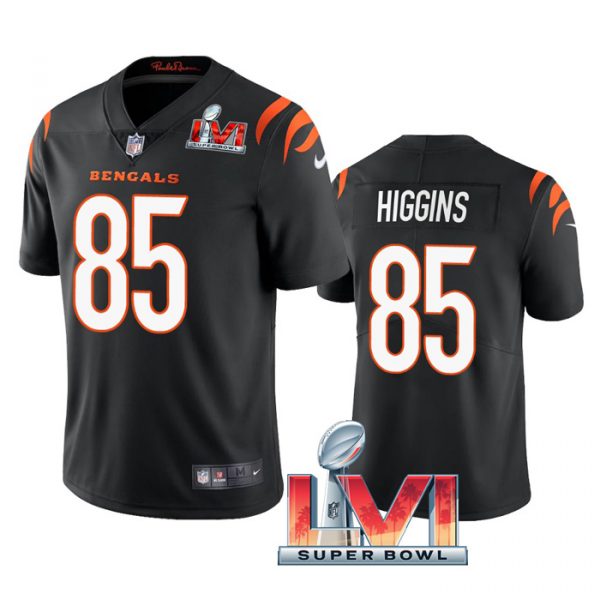 Custom Men’s Tee Higgins Cincinnati Bengals 2022 Super Bowl LVI Vapor Limited Stitched Jersey Black