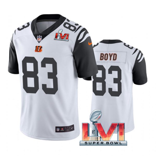 Custom Men’s Tyler Boyd Cincinnati Bengals 2022 Super Bowl LVI White Color Rush Limited Stitched Jersey