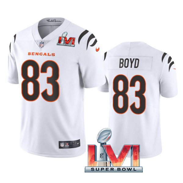 Custom Men’s Tyler Boyd Cincinnati Bengals 2022 Super Bowl LVI Vapor Limited Stitched Jersey White
