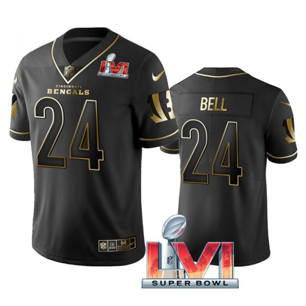 Custom Men’s Vonn Bell Cincinnati Bengals 2022 Super Bowl LVI Black Golden Stitched Jersey