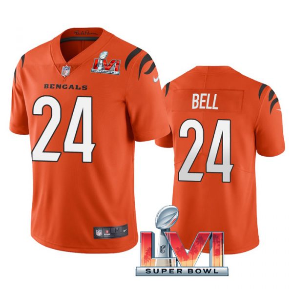 Custom Men’s Vonn Bell Cincinnati Bengals 2022 Super Bowl LVI Vapor Limited Stitched Jersey Orange