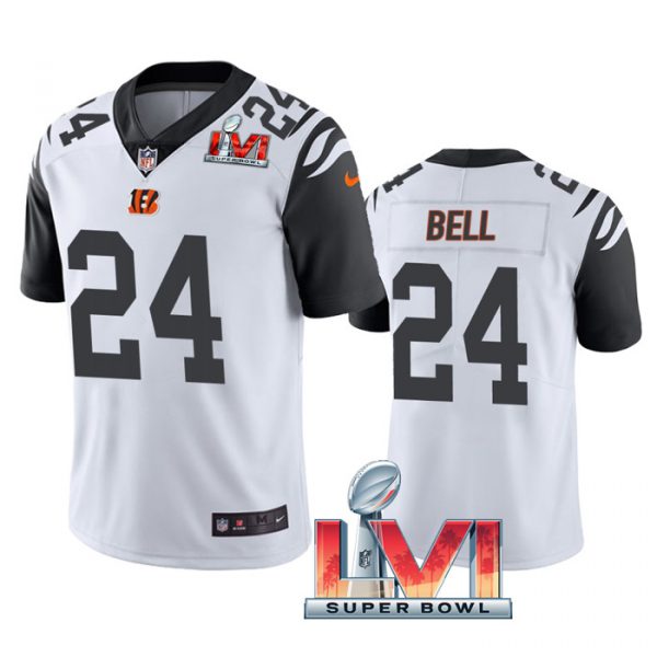 Custom Men’s Vonn Bell Cincinnati Bengals 2022 Super Bowl LVI White Color Rush Limited Stitched Jersey