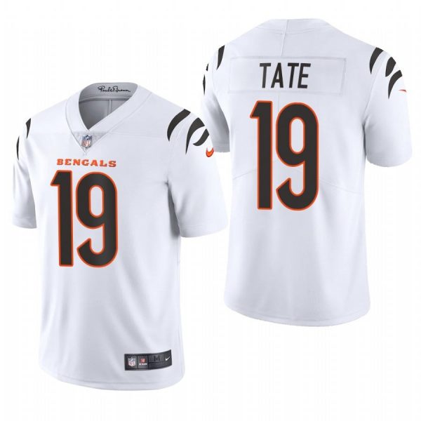 Custom Men’s #19 Auden Tate Cincinnati Bengals Vapor Limited Jersey Stitched 2021 White