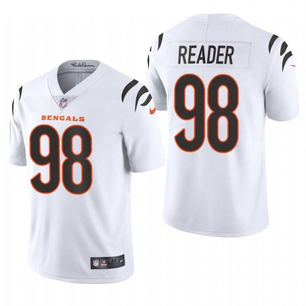 Custom Men’s #98 D.J. Reader Cincinnati Bengals Vapor Limited Jersey Stitched 2021 White