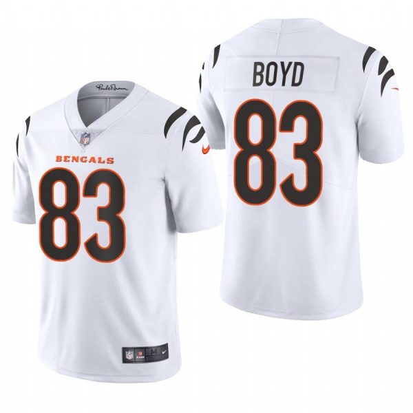 Custom Men’s #83 Tyler Boyd Cincinnati Bengals Vapor Limited Jersey Stitched 2021 White