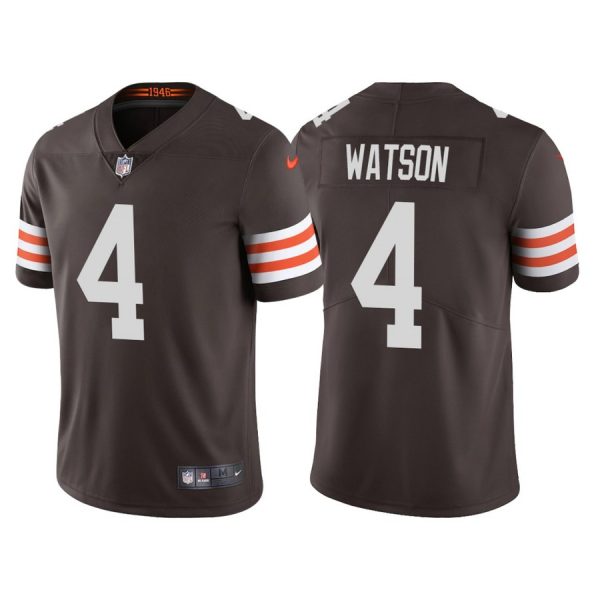 Custom Men’s Cleveland Browns Deshaun Watson Brown Vapor Limited Stitched Jersey