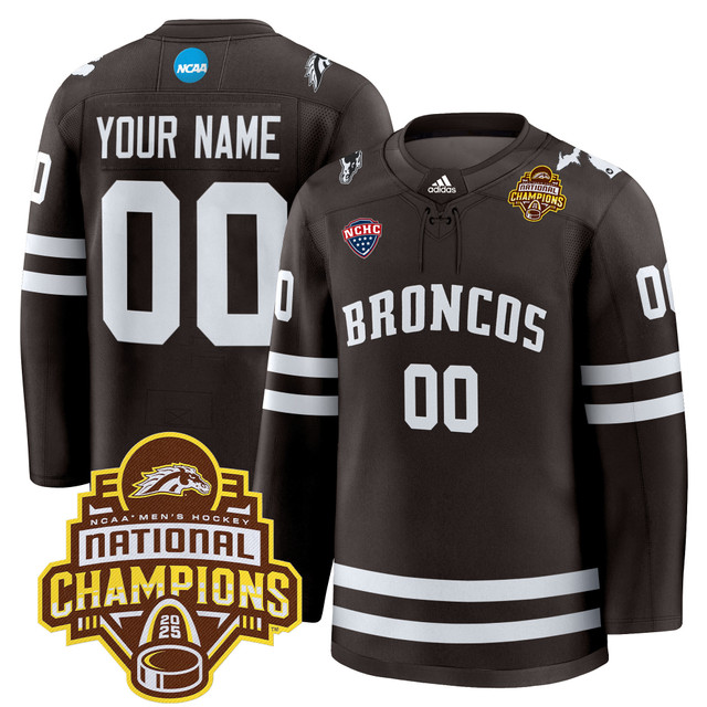 Custom Custom Western Michigan Broncos 2025 National Champions Patch Premium Brown Jersey All Stitched