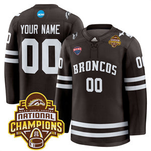 Custom Custom Western Michigan Broncos 2025 National Champions Patch Premium Brown Jersey All Stitched